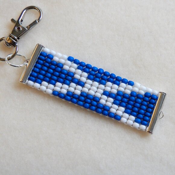 Scotland Scottish Scots flag bead keychain / bag charm, handmade, seed beads - Picture 3 of 4